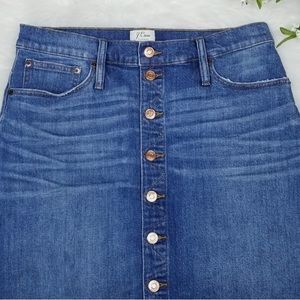 J Crew Button Down Jean Pencil Skirt Denim 30